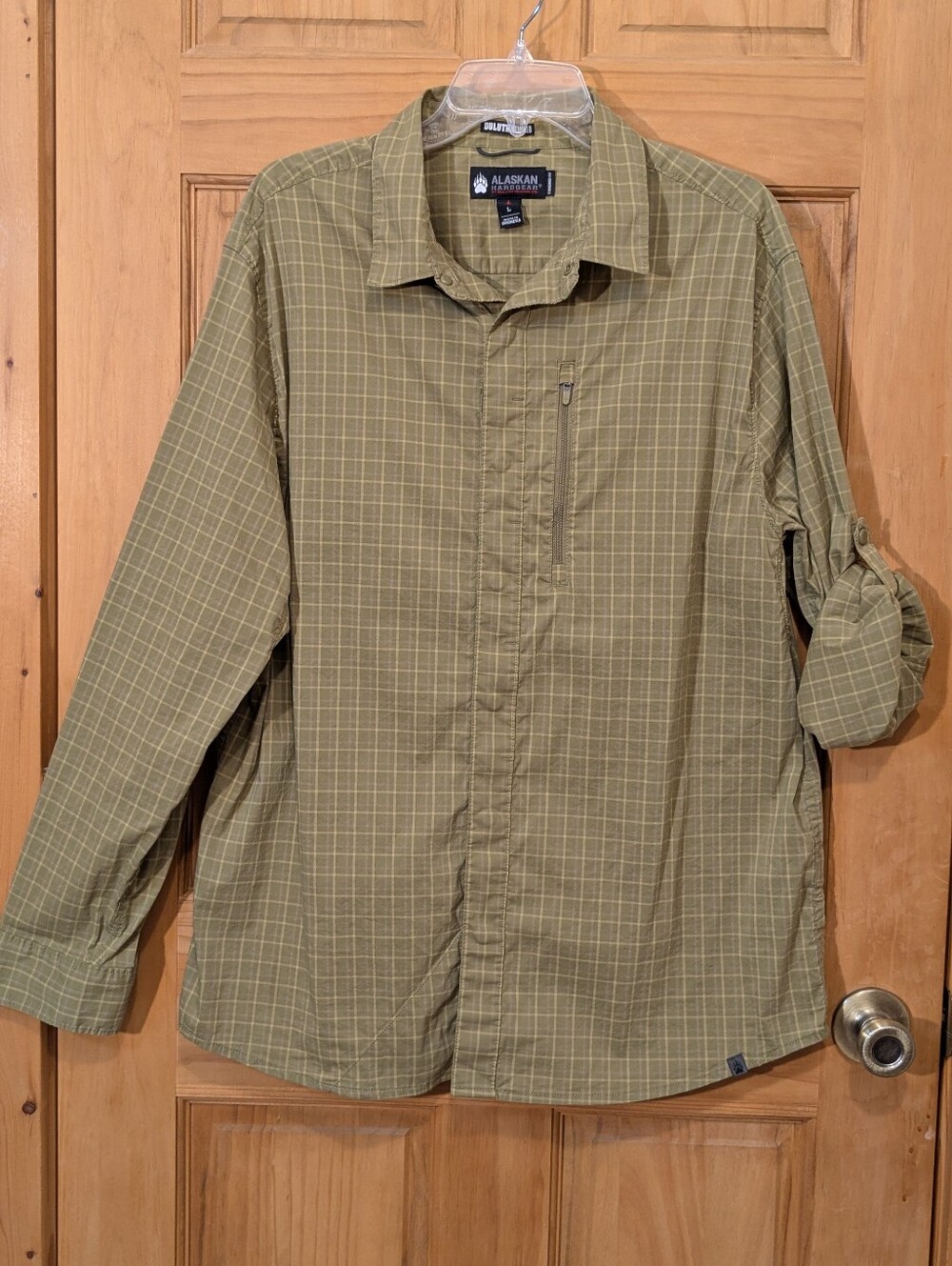 Alaskan Hardgear Duluth Trading Untucked Shirt Plaid Green LG Relaxed Outdoor